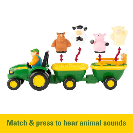 TOMY 34908VBAZ John Deere Variety Animal Sounds Hayride Preschool Toy, Green, One Size