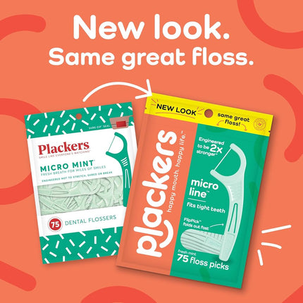 Plackers Micro Mint Dental Floss Picks, 150 Count, Pack of 4