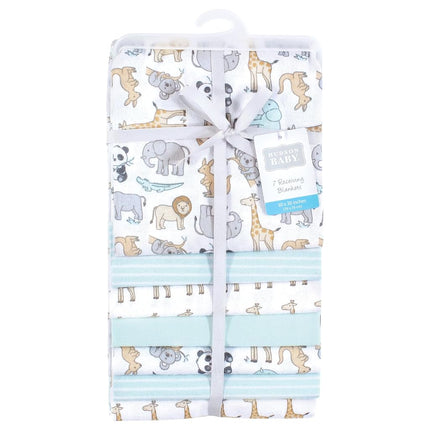 Hudson Baby Unisex Baby Algodón Franela Mantitas de Recibir Paquete, Canguro, Talla Única