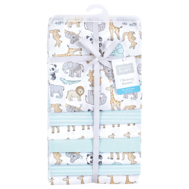 Hudson Baby Unisex Baby Cotton Flannel Receiving Blankets Bundle, Kangaroo, One Size