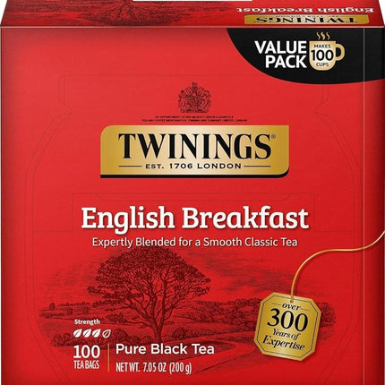 Twinings Tea, English Breakfast, 100 Count, 210ml