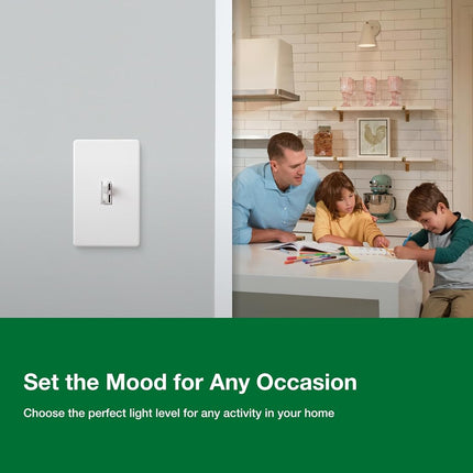Lutron TGCL-153PH-IV Toggler CFL/LED Single-Pole/3-Way Toggler Dimmer, Ivory