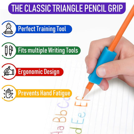 The Pencil Grip The Classics 12-Pack Triangle Pencil Grips, Assorted Bright Colors, 1.75-Inch Long (TPG-16212)