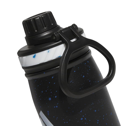 adidas Stainless Steel Metal Water Bottle 20 oz (600 mL) Screw Cap, Black/Bright Royal Blue/White, 600 ML