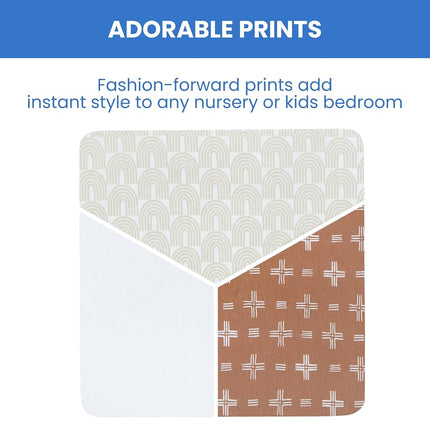 Delta Children Fitted Crib Sheets for Girls and Boys - 100% Organic Cotton Crib Sheet for Standard Crib and Toddler Mattresses - 28x52 Inch - GOTS Certified (Pack of 3), Neutral Boho