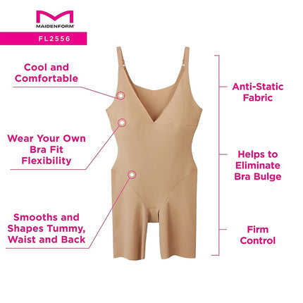Maidenform Women's Take Inches Off - Unitard Bodysuit, Beige (Body Blush), M