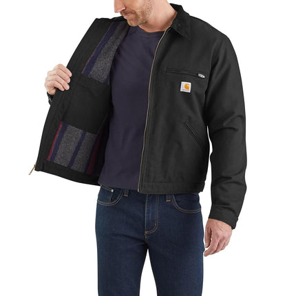 Carhartt Men's Relaxed Fit Duck Blanket Lined Detroit Jacket, Black, S