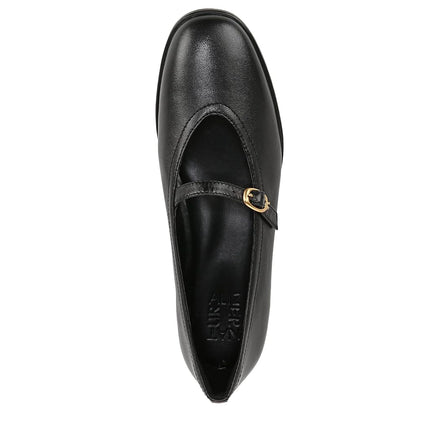 Naturalizer Women's Elina Mary Jane Flat, Black Leather, 8.5