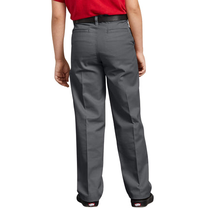 Dickies Boys' Flex Waist Flat Front Pant, Charcoal V1, 4