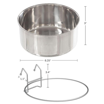 Set of 2 Stainless-Steel Dog Bowls - Cage, Kennel, and Crate Hanging Pet Bowls for Food and Water - 50.4oz Each and Dishwasher Safe by PETMAKER