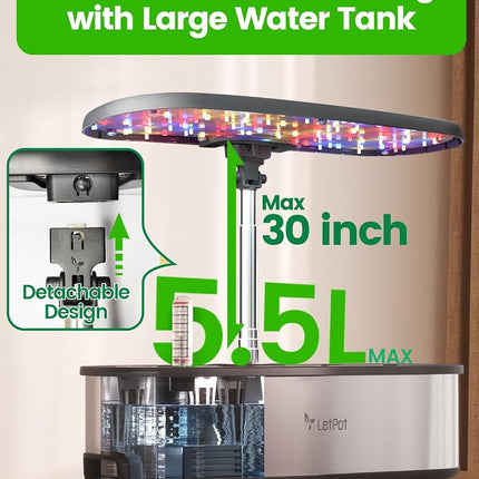 LetPot LPH-SE Hydroponics Growing System, 12 Pods Smart Herb Garden Kit Indoor, Indoor Garden, APP & WiFi Controlled, with 24W Growing LED, 5.5L Water Tank, Pump System, Automatic Timer