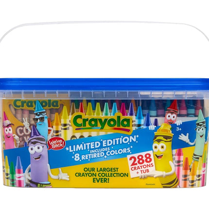 Crayola Crayon Tub (288ct), Bulk Crayons for Kids, Limited Edition Crayon Colors, Classroom Art Supplies for Preschool & Kindergarten,