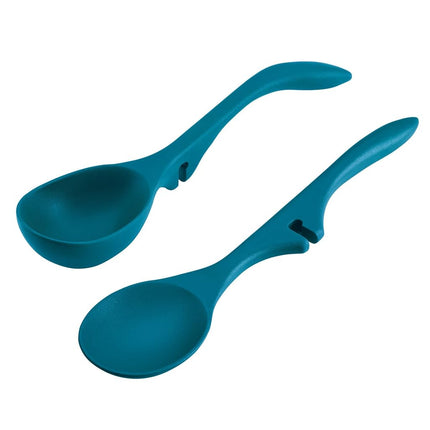 Rachael Ray 46834 Kitchen Tools and Gadgets Nonstick Utensils/Lazy Spoon and Ladle, Silicone, Marine Blue