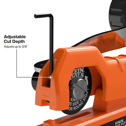 Klein Tools 63625 MC Cable Cutter, Cuts Up to 3/8-Inch Armored Cable (BX, AC, MC, MCAP, Greenfield), Spring Loaded Handle with Storage, Tool-Free Blade Replacement