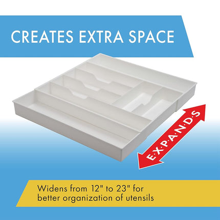 Dial Industries Expand-A-Drawer Cutlery Tray, White, Extra Wide