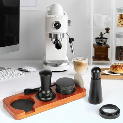 7 PCS Espresso Accessories,Espresso Tamper Tools,WDT Tool Espresso Machine Accessories Kit,Coffee Tamper with Wood Espresso Tamping Station,Distributor,Stirrer,Dosing Funnel,Brush,Puck Screen (54mm)