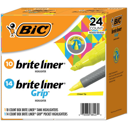 BIC Brite Liner Highlighter Combo Pack, Chisel Tip