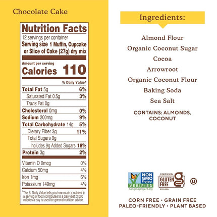 Simple Mills Gluten Free Chocolate Muffin and Cake Mix, 10.40 Ounce
