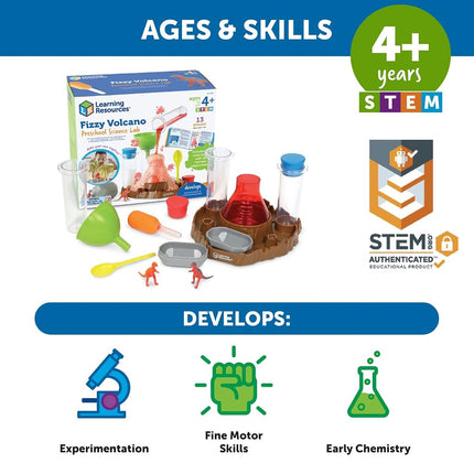 Learning Resources Fizzy Volcano, 13 Pieces, Ages 4+, Preschool Science Lab, Science Kits for Kids, Science Experiments for Kids,STEM Toys for Kids