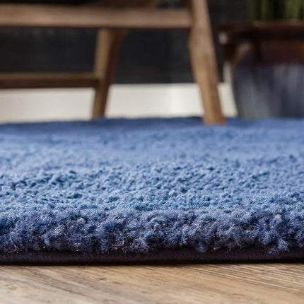 Unique Loom Solo Collection Solid Plush Kids Navy Blue Round Rug (3' 3 x 3' 3)