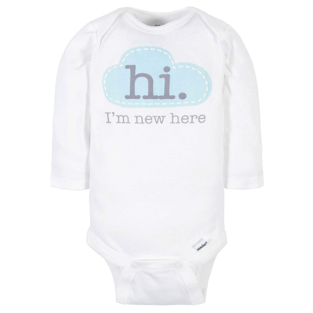 Paquete de 6 mamelucos de manga larga Gerber unisex para bebé, Words Grey, de 6 a 9 meses