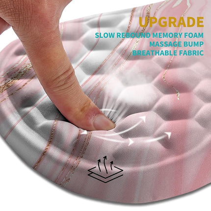 Hokafenle Ergonomic Mouse Pad Wrist Support, Wrist Rest Mousepad for Carpal Tunnel Pain Relief with Integrated Memory Foam Slope Massage Bulge (11.8x7.9 inch,Pink Fluid