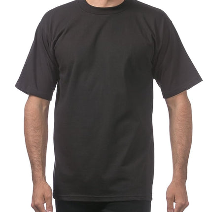 Pro Club Men's 3-Pack Heavyweight Cotton Short Sleeve Crew Neck T-Shirt, Black, 3XL