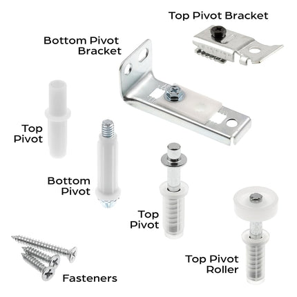Kit de reparación de pivote y escuadra para puerta plegable PLPCI, se ajusta a orificios de 3/8" de diámetro