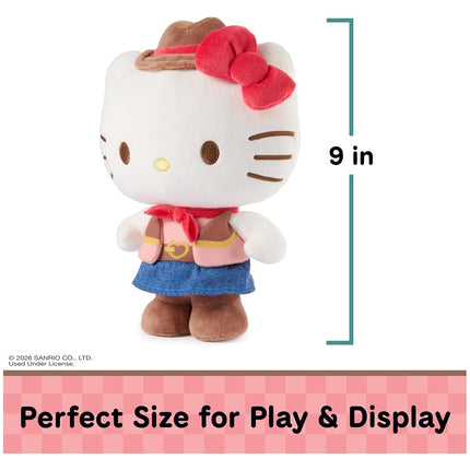GUND Sanrio Hello Kitty 9.5-Inch Wester Cowgirl Plush Toy for Ages 1+