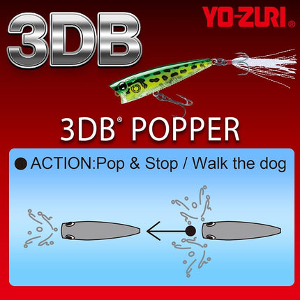 Yo-Zuri 3DB Popper Floating Lure, Prism Crown, 3-Inch
