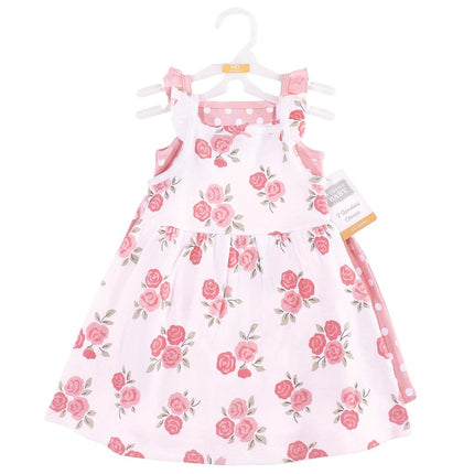 Hudson Baby Girl's Cotton Dresses, Soft Pink Roses, 6-9 Months