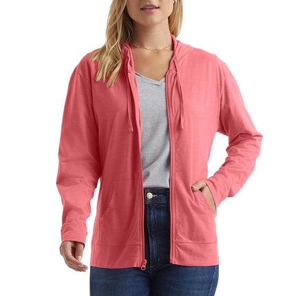 Hanes Women's Jersey Full Zip Hoodie, Briny Pink, 
