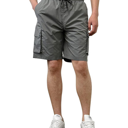Southpole Men's Quick Dry Water Resistant Cargo Shorts, Inseam 9", Slim Fit, Lightweight, Grey, Small