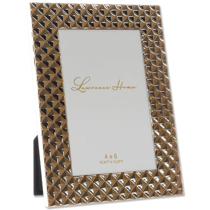 Lawrence Frames Diamond Pattern Polished Metal Picture Frame, 4x6, Gold