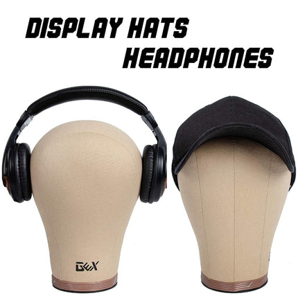 gexworldwide Tête de mannequin en liège et toile GEX 20-24" pour perruques, coiffure, avec trou de fixation 22"