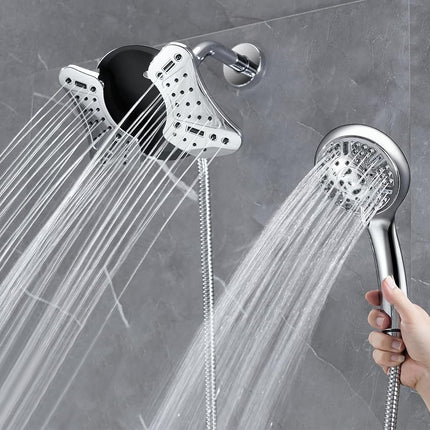 Pommeau de douche GRICH 2.5GPM avec douchette à main combinée : 2 en 1 Pommeaux de douche pluie haute pression et douchette à main, 9 modes/réglages de pulvérisation Pommeau de douche détachable avec tuyau de 60 pouces
