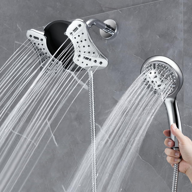 Pommeau de douche GRICH 2.5GPM avec douchette à main combinée : 2 en 1 Pommeaux de douche pluie haute pression et douchette à main, 9 modes/réglages de pulvérisation Pommeau de douche détachable avec tuyau de 60 pouces