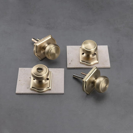 NCSEN Gold Door Knobs with Camelot Trim,Interior Door Knob with Lock,Coastal Door knob for Hall & Closet, Satin Brass