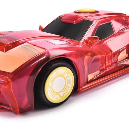 Jada Toys Marvel Light Hero Iron Man Car (15 cm) - Superhero Toy Car from 3 Years with Friction and Cool Light & Sound Effects, Car Toy for Children, Includes Batteries