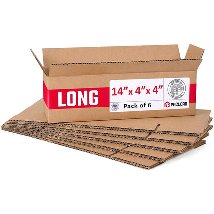 Paclord 6 Pack Medium Cardboard Boxes 14" L x 4" W