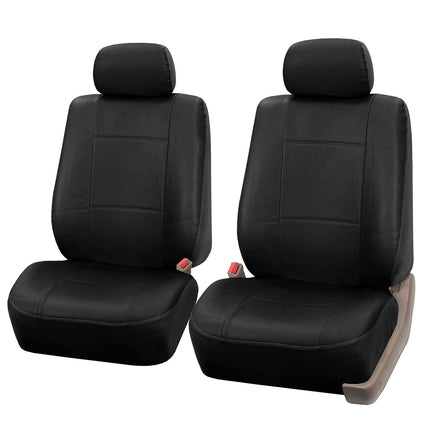 FH Group Automotive Seat Covers Black Universal Fit Front Set fits most Cars, SUVs, and Trucks (Faux Leather, Set of 2) PU001BLACK102
