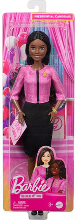 Barbie Careers Doll & Accessories, Future Leader with Dark Brown Hair Wearing Outfit with 2 Golden Bracelets & “B” Pin, Includes Sticker for Kids