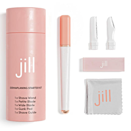 JILL Kit de Rasoirs Dermaplane pour Femmes | Kit de Dermaplaning Épilation du Visage Incluant 1 Manche, 2 Rasoirs Peaux Sensibles & Lingette Nettoyante