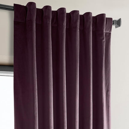 HPD Half Price Drapes Heritage Plush Velvet Curtains 84 Inches Long Room Darkening Curtains for Bedroom & Living Room 50W x 84L, (1 Panel), Winter Plum