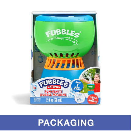 Little Kids FUBBLES NO Spill Funfiniti Bubble Machine | Blows One Hour of Non Stop Bubbles | Toy Set Includes 36oz of Non Toxic Refill Solution (99456E)