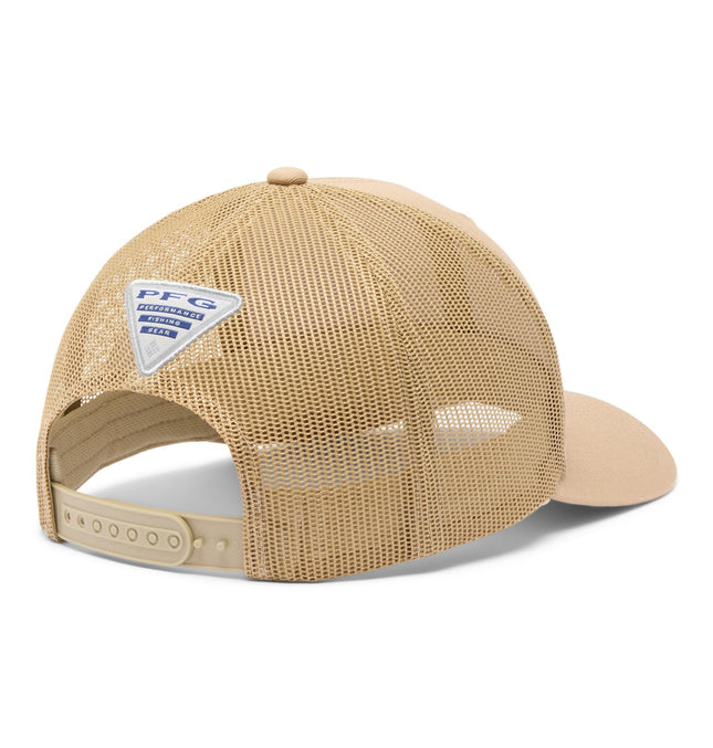 Columbia Unisex's PFG Logo Mesh Snap Back Cap, Beach/Bass, One Size