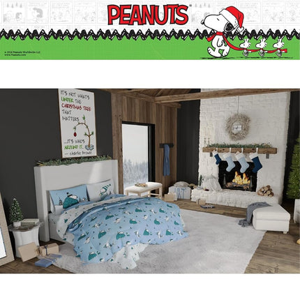 Franco Collectibles Peanuts Snoopy Puffer Holiday & Christmas Bedding Super Soft Comforter and Sheet Set with Sham, 7 Piece King Size (Officially Licensed Product)