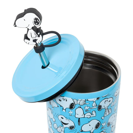 Silver Buffalo Peanuts Snoopy Stainless Steel Tumbler with Lid, 24oz