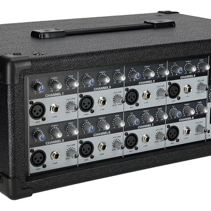 Rockville RPM85 2400w Powered 8 Channel Mixer, USB, 5 Band EQ, Effects/Bluetooth