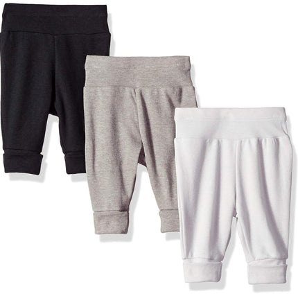 Hanes Pants, Flexy Soft Knit Pull-on Sweatpants, Stretch Joggers for Babies & Toddlers, 3-Pack, Grey, 12-18 Months